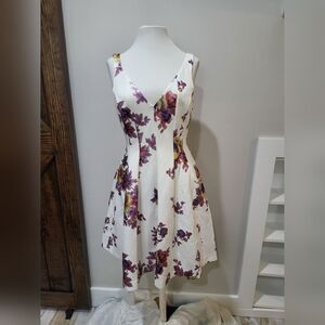Mark + James By Badgley Mischka Floral Dress, Size 4  white/purple